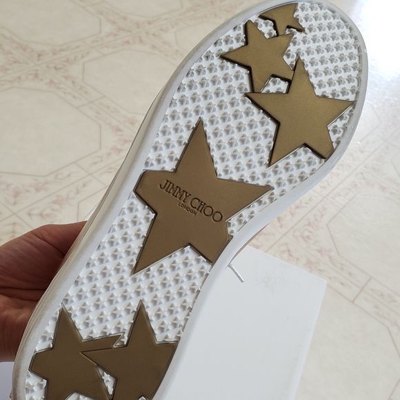 NWT Jimmy Choo Shoes Leather Sneaker Rose Gold Designer Luxury Sneaker Presents - Picture 9 of 16